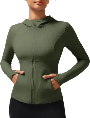 RUNNING GIRL Workout Jackets for Woman, Ultra Soft Zip Up Jacket for Yoga Running, BBL Jacket with Pockets and Thumb Holes