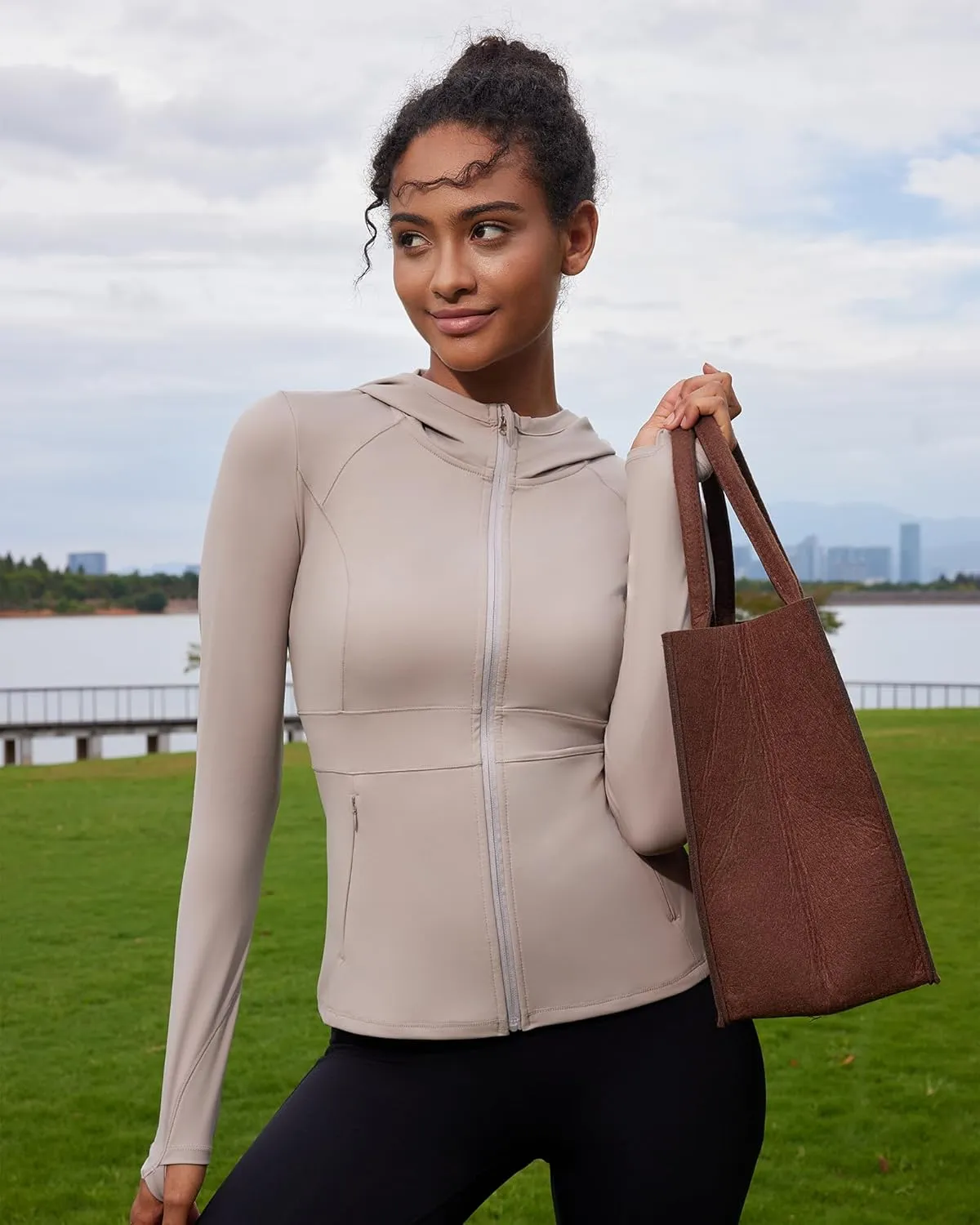 RUNNING GIRL Workout Jackets for Woman, Ultra Soft Zip Up Jacket for Yoga Running, BBL Jacket with Pockets and Thumb Holes