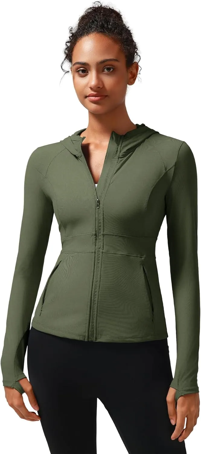 RUNNING GIRL Workout Jackets for Woman, Ultra Soft Zip Up Jacket for Yoga Running, BBL Jacket with Pockets and Thumb Holes