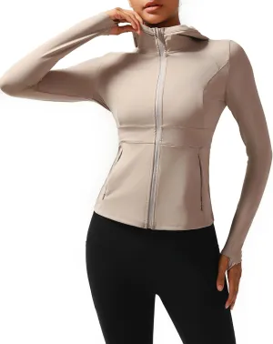RUNNING GIRL Workout Jackets for Woman, Ultra Soft Zip Up Jacket for Yoga Running, BBL Jacket with Pockets and Thumb Holes