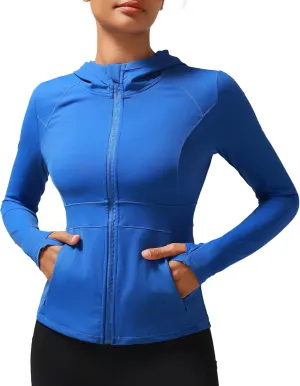 RUNNING GIRL Workout Jackets for Woman, Ultra Soft Zip Up Jacket for Yoga Running, BBL Jacket with Pockets and Thumb Holes
