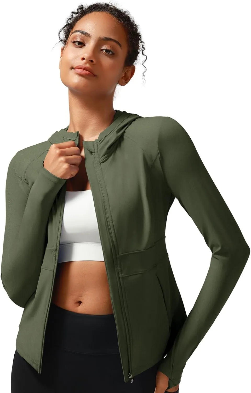 RUNNING GIRL Workout Jackets for Woman, Ultra Soft Zip Up Jacket for Yoga Running, BBL Jacket with Pockets and Thumb Holes