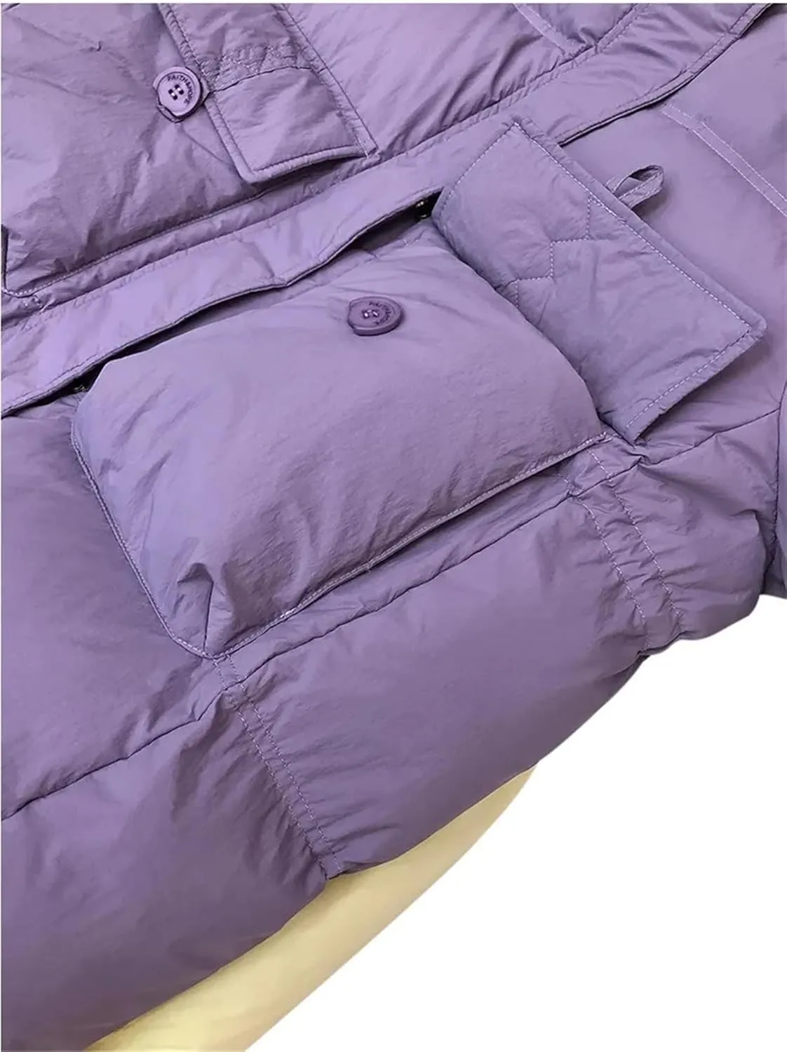 SaoBiiu Women Long Jacket Loose Waist Hooded Padded Warm Parkas Coat Knee Length Cotton Jackets