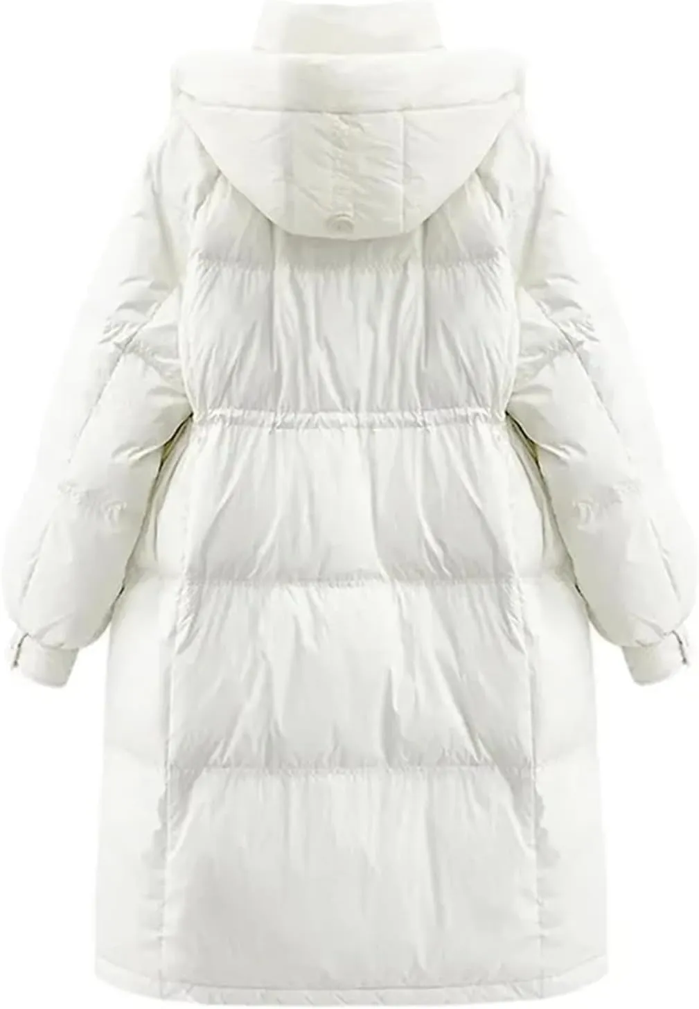 SaoBiiu Women Long Jacket Loose Waist Hooded Padded Warm Parkas Coat Knee Length Cotton Jackets