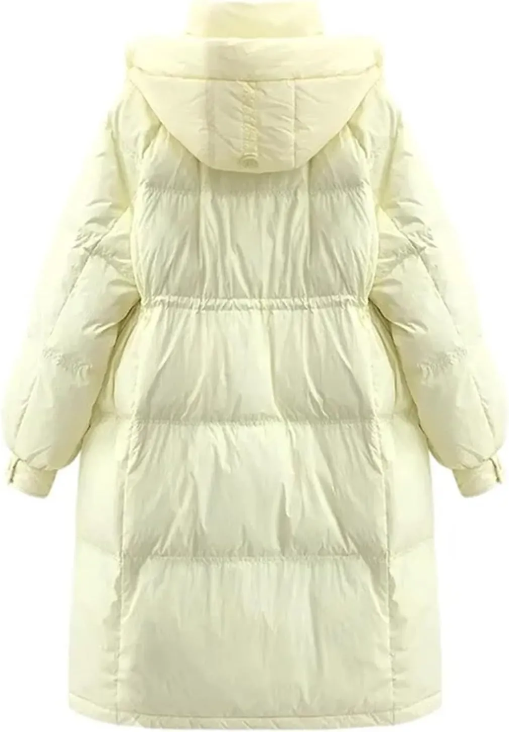 SaoBiiu Women Long Jacket Loose Waist Hooded Padded Warm Parkas Coat Knee Length Cotton Jackets
