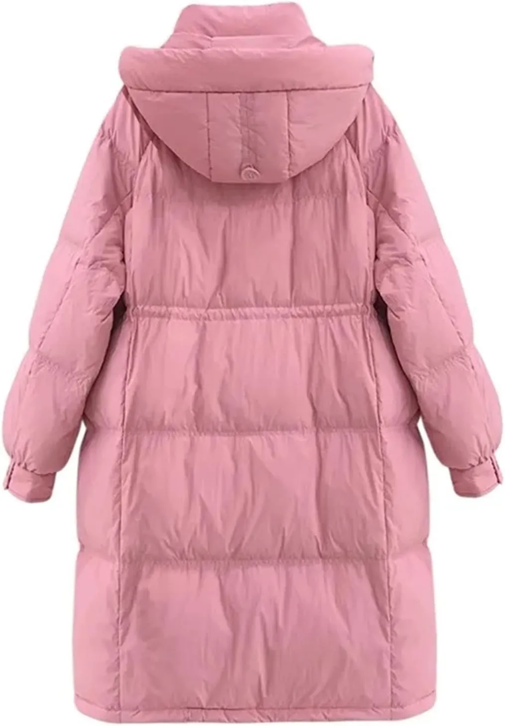 SaoBiiu Women Long Jacket Loose Waist Hooded Padded Warm Parkas Coat Knee Length Cotton Jackets