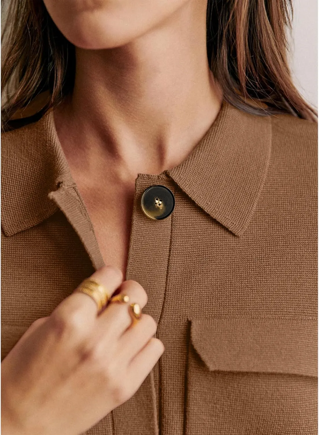 Senllen Women Cropped Cardigan Sweaters 2025 Casual Trendy Collared Button Down Open Front Long Sleeve Knit Shackets Jackets