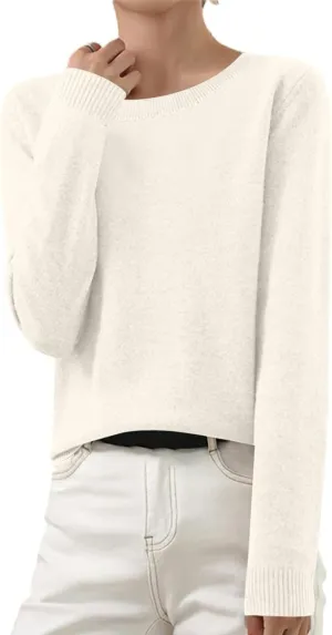 SERYU Cashmere Sweaters for Women Crewneck Long Sleeve Knit Spring Tops Jumper Knitted Pullover Cashmere Sweater