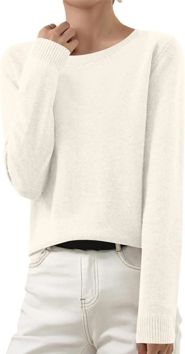 SERYU Cashmere Sweaters for Women Crewneck Long Sleeve Knit Spring Tops Jumper Knitted Pullover Cashmere Sweater