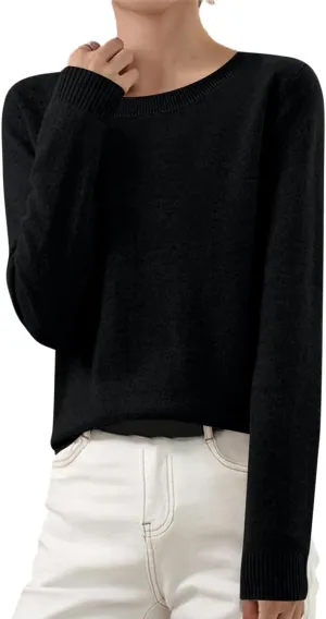 SERYU Cashmere Sweaters for Women Crewneck Long Sleeve Knit Spring Tops Jumper Knitted Pullover Cashmere Sweater