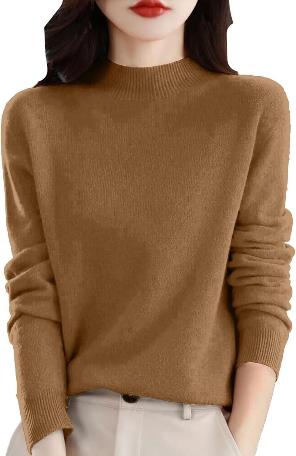 SERYU Cashmere Sweaters for Women Half Turtleneck Long Sleeve Jumper Knitted Pullover Warm Cashmere Sweater Tops