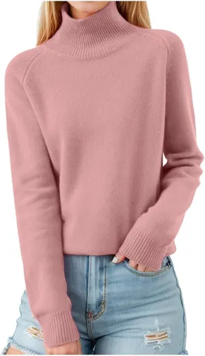 SERYU Cashmere Turtleneck Sweater for Women Comfort Pullover Tops Casual Turtleneck Long Sleeve Wool Sweater