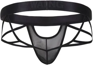 Sexy G String Thongs for Men PU Leather Hip Lift Bikini Briefs Lingerie Soft Underwear Seamless Y-Back Cutout Panties