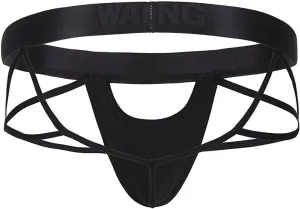 Sexy G String Thongs for Men PU Leather Hip Lift Bikini Briefs Lingerie Soft Underwear Seamless Y-Back Cutout Panties