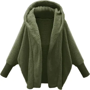 SHAOBGE Athletic Jacket Women Womens Winter Long Sleeve Solid Fuzzy Fleece Open Front Hooded Cardigans Juniors Long