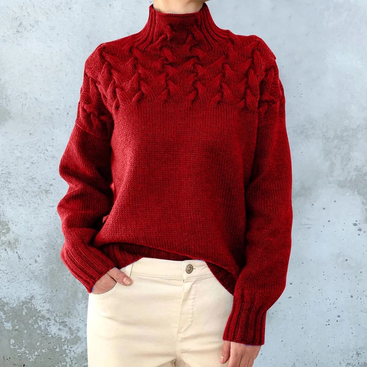 SHAOBGE Womens Sweaters Fuzzy Pullover Women Striped Womens Sweater Womens Striped Turtlenecksweater