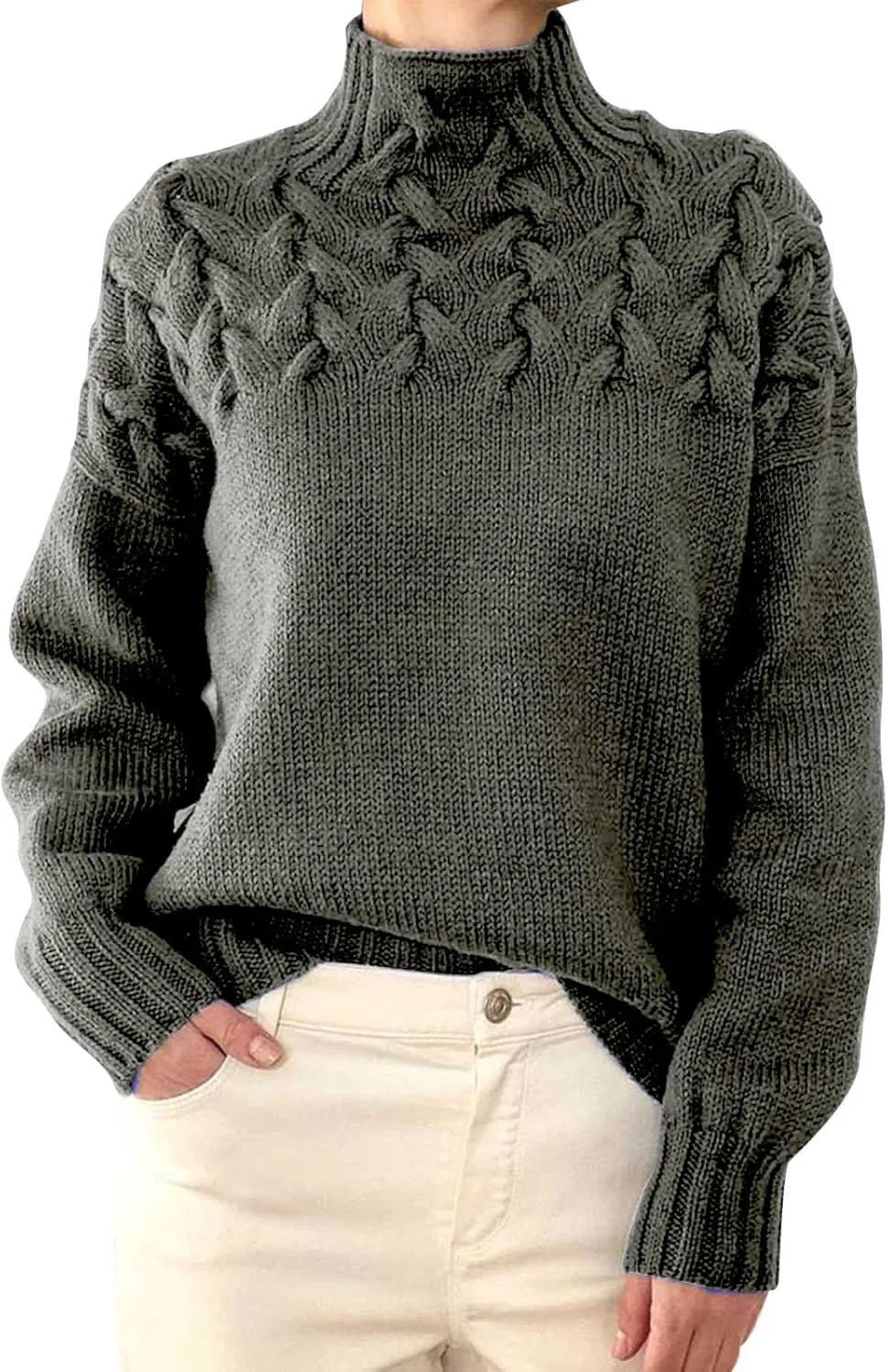 SHAOBGE Womens Sweaters Fuzzy Pullover Women Striped Womens Sweater Womens Striped Turtlenecksweater