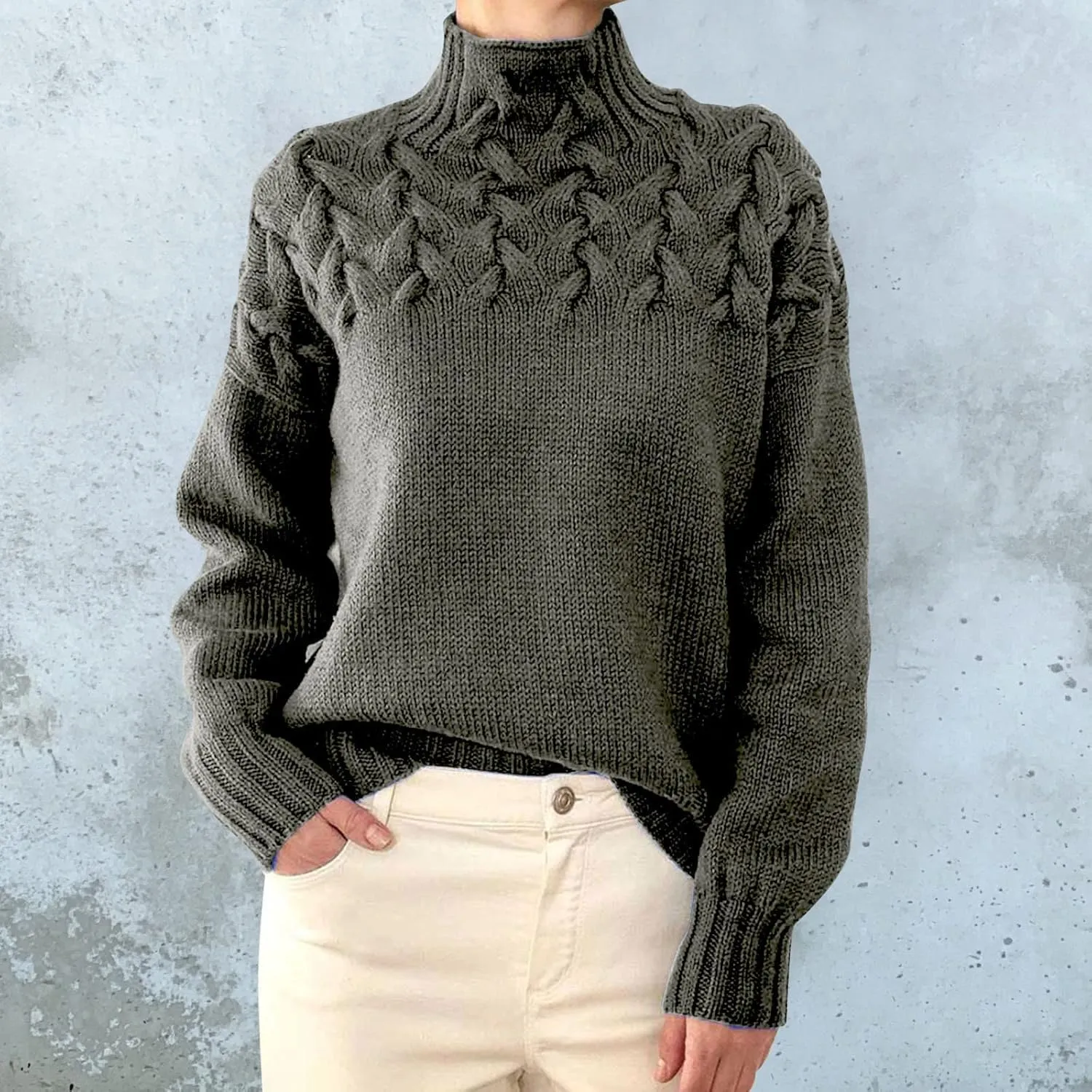 SHAOBGE Womens Sweaters Fuzzy Pullover Women Striped Womens Sweater Womens Striped Turtlenecksweater