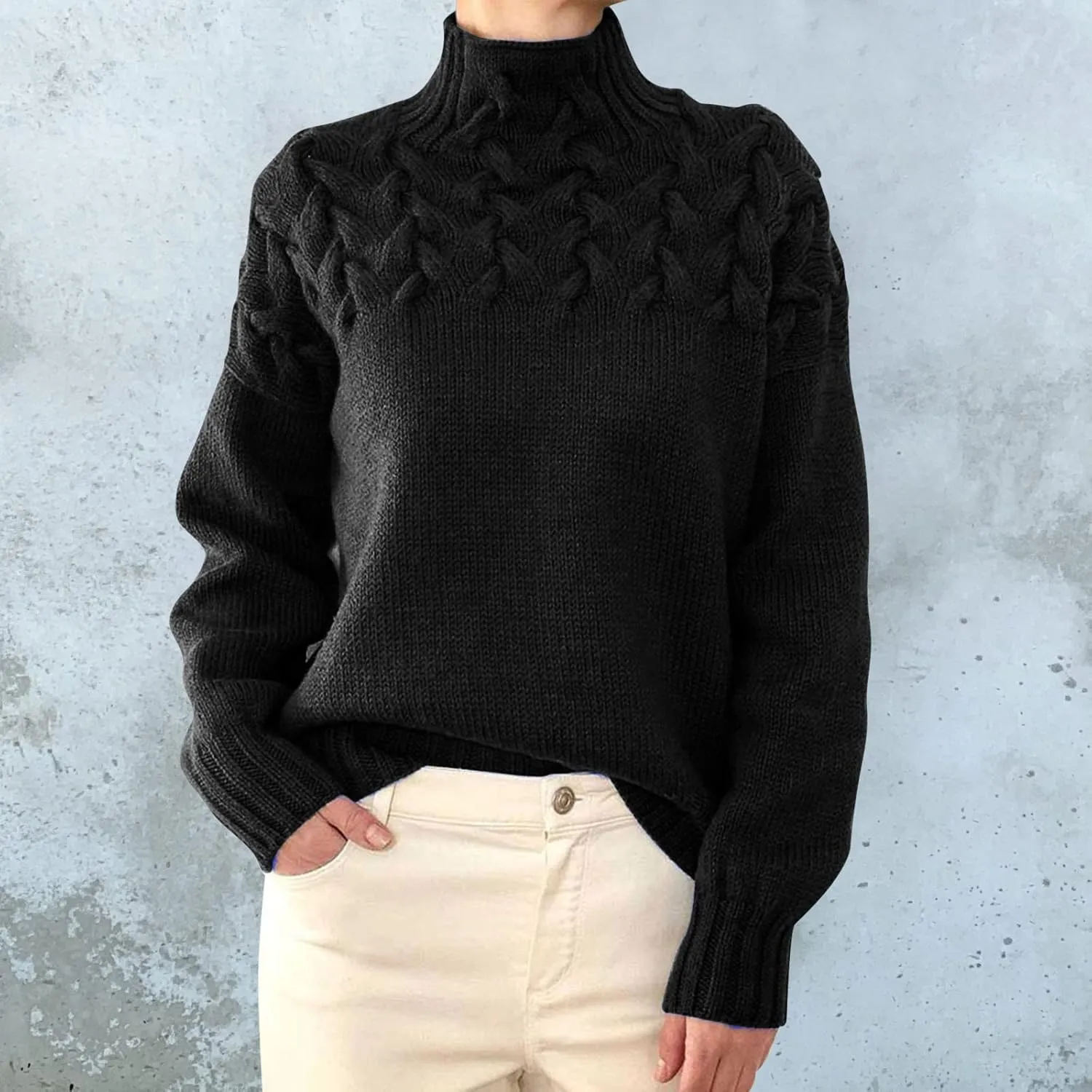 SHAOBGE Womens Sweaters Fuzzy Pullover Women Striped Womens Sweater Womens Striped Turtlenecksweater