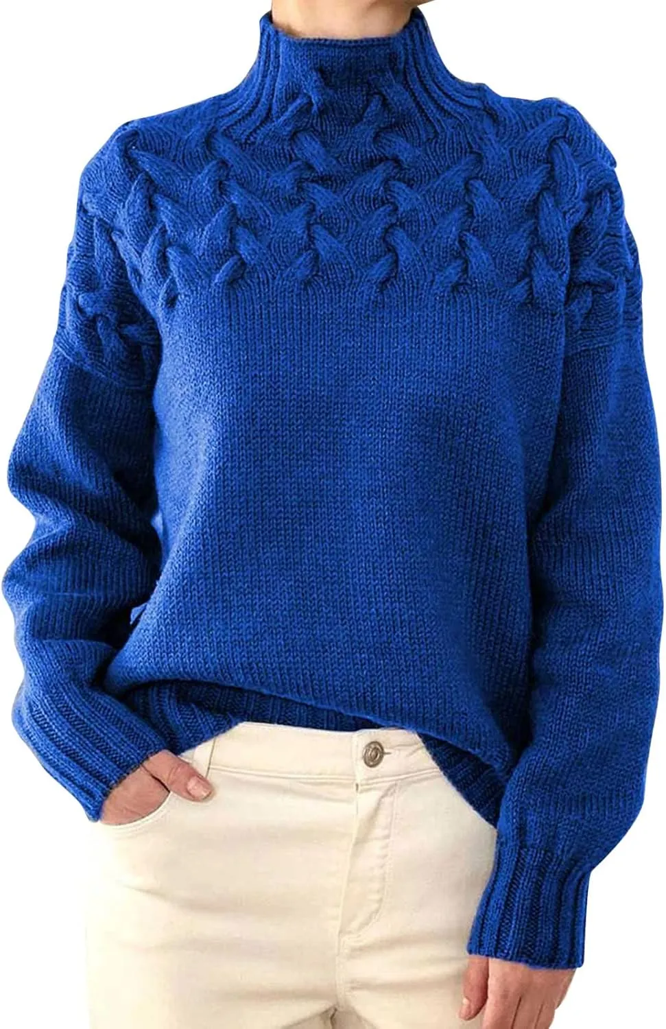 SHAOBGE Womens Sweaters Fuzzy Pullover Women Striped Womens Sweater Womens Striped Turtlenecksweater