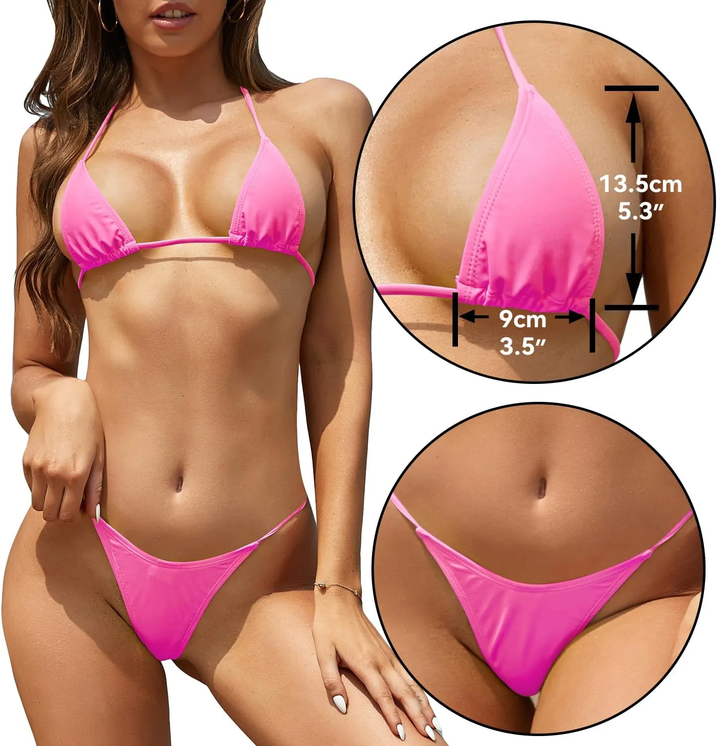 SHEKINI Women's Halter Sexy Mini Micro Bikini Extreme G String Thong Bathing Suit Two Piece Swimsuit