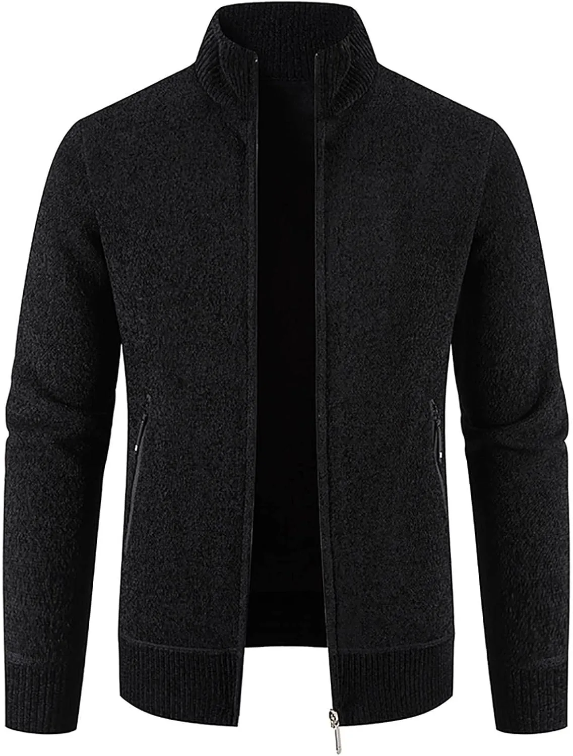 Sinzelimin Men's Knitwear Jacket Turtleneck Cardigan Sweaters Cable Knited Sweater Zipper Long Sleeve Thick Thermal Jacket