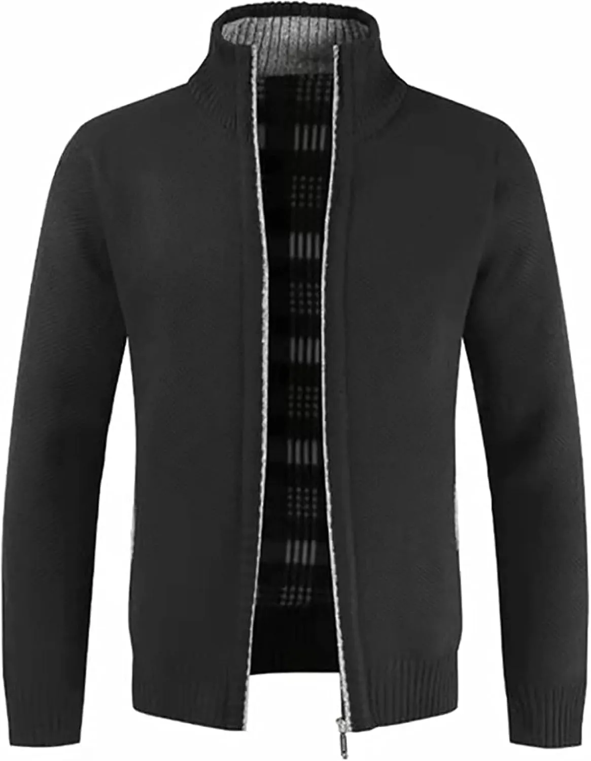 Sinzelimin Men's Knitwear Jacket Turtleneck Cardigan Sweaters Cable Knited Sweater Zipper Long Sleeve Thick Thermal Jacket