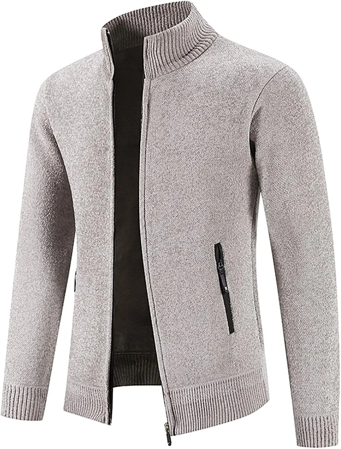 Sinzelimin Men's Knitwear Jacket Turtleneck Cardigan Sweaters Cable Knited Sweater Zipper Long Sleeve Thick Thermal Jacket