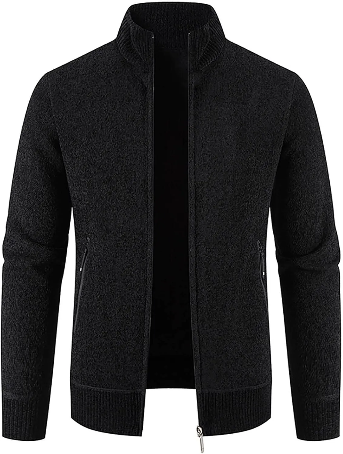 Sinzelimin Men's Knitwear Jacket Turtleneck Cardigan Sweaters Cable Knited Sweater Zipper Long Sleeve Thick Thermal Jacket