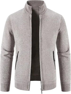 Sinzelimin Men's Knitwear Jacket Turtleneck Cardigan Sweaters Cable Knited Sweater Zipper Long Sleeve Thick Thermal Jacket
