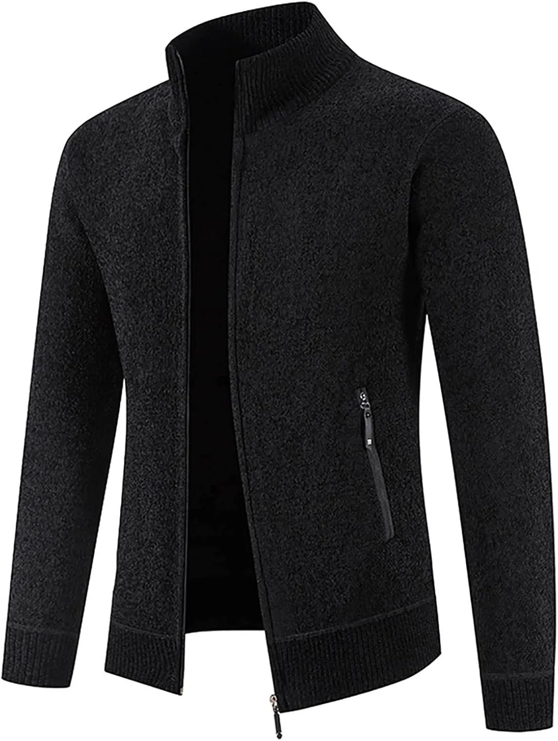 Sinzelimin Men's Knitwear Jacket Turtleneck Cardigan Sweaters Cable Knited Sweater Zipper Long Sleeve Thick Thermal Jacket