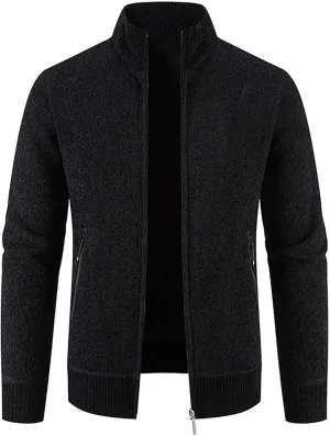 Sinzelimin Men's Knitwear Jacket Turtleneck Cardigan Sweaters Cable Knited Sweater Zipper Long Sleeve Thick Thermal Jacket
