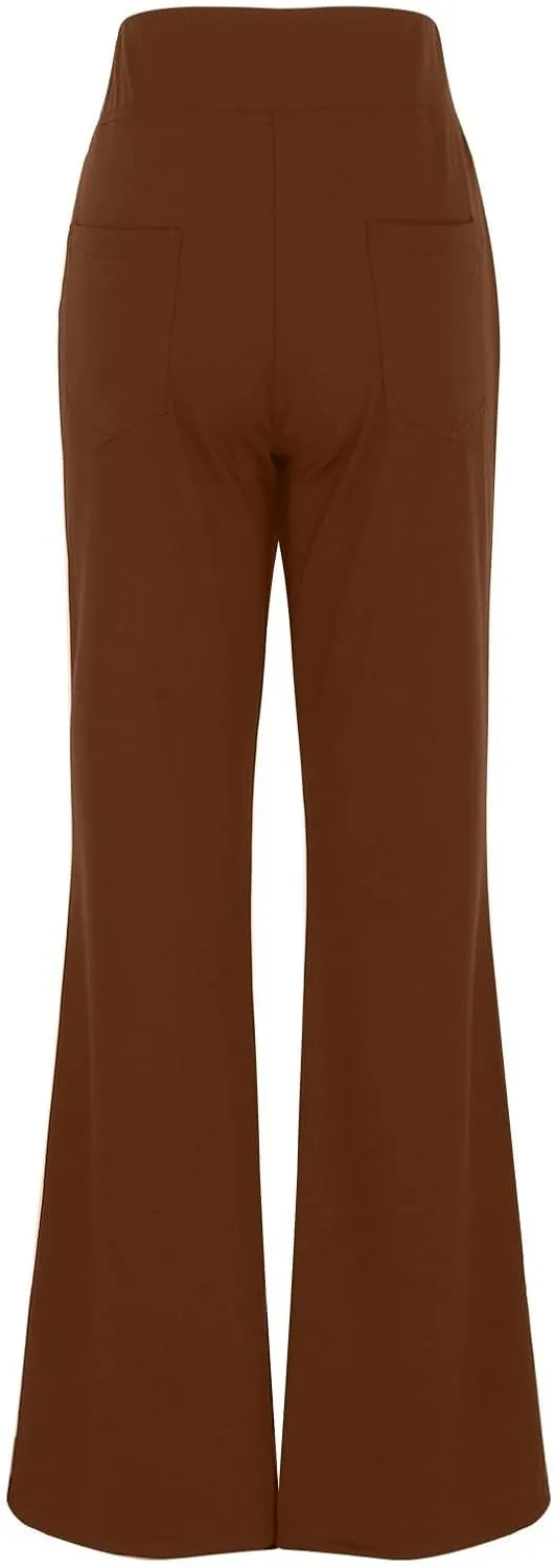 Slacks for Women Bootcut High Waisted Yoga Dress Pants Tummy Control Stretchy Work Pants Pull On Trousers with Pocket