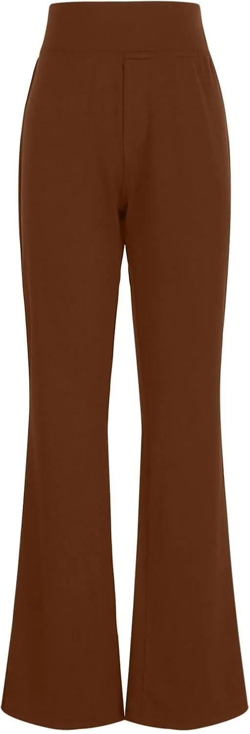 Slacks for Women Bootcut High Waisted Yoga Dress Pants Tummy Control Stretchy Work Pants Pull On Trousers with Pocket