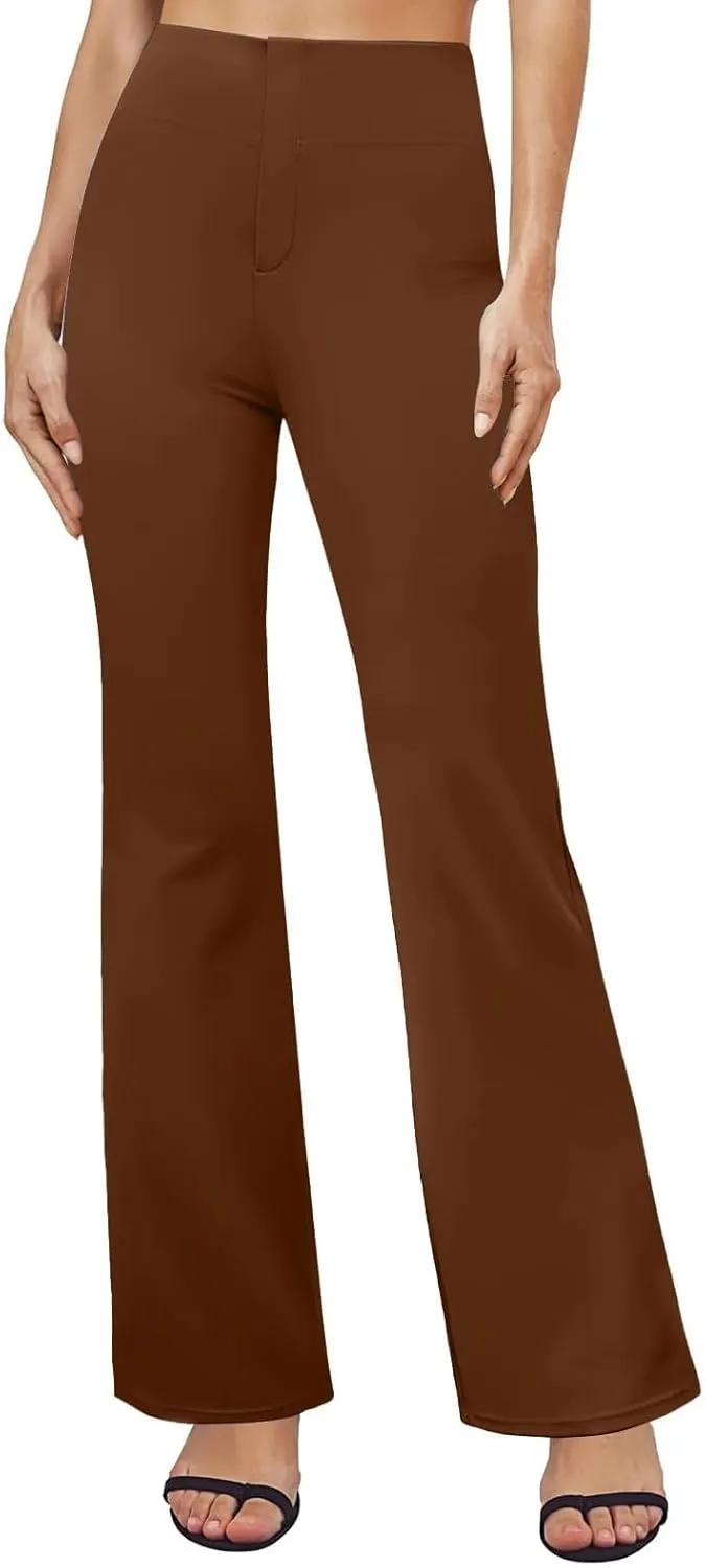 Slacks for Women Bootcut High Waisted Yoga Dress Pants Tummy Control Stretchy Work Pants Pull On Trousers with Pocket