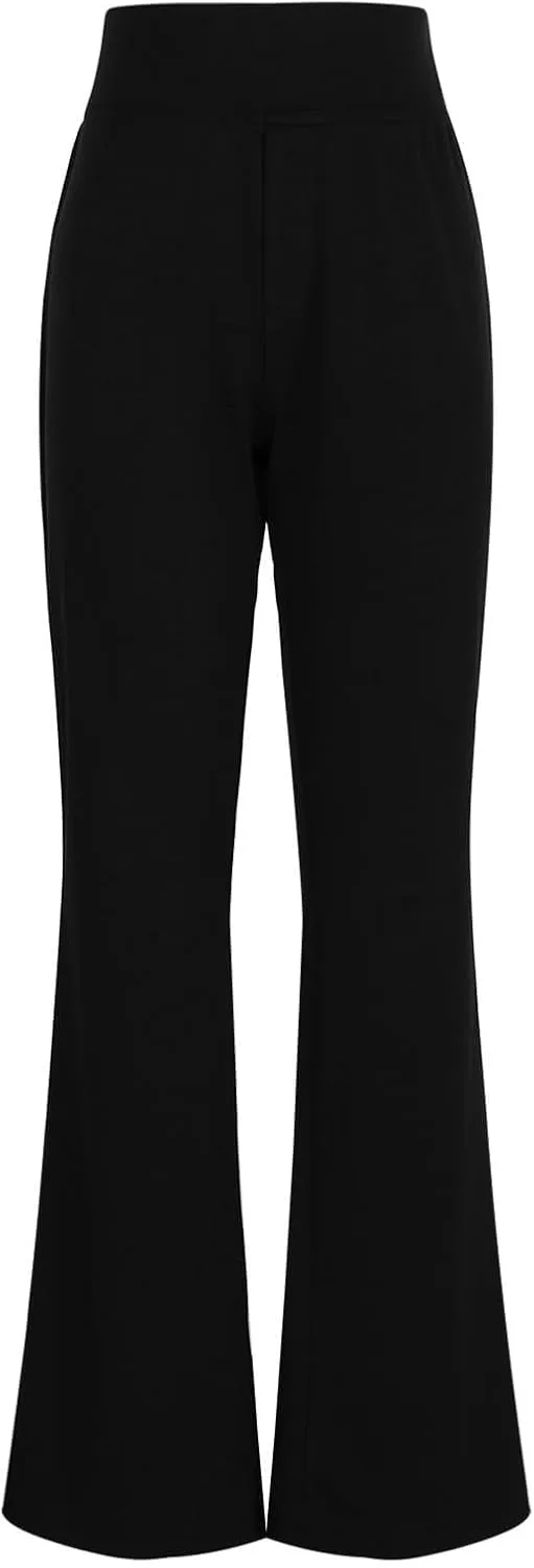 Slacks for Women Bootcut High Waisted Yoga Dress Pants Tummy Control Stretchy Work Pants Pull On Trousers with Pocket