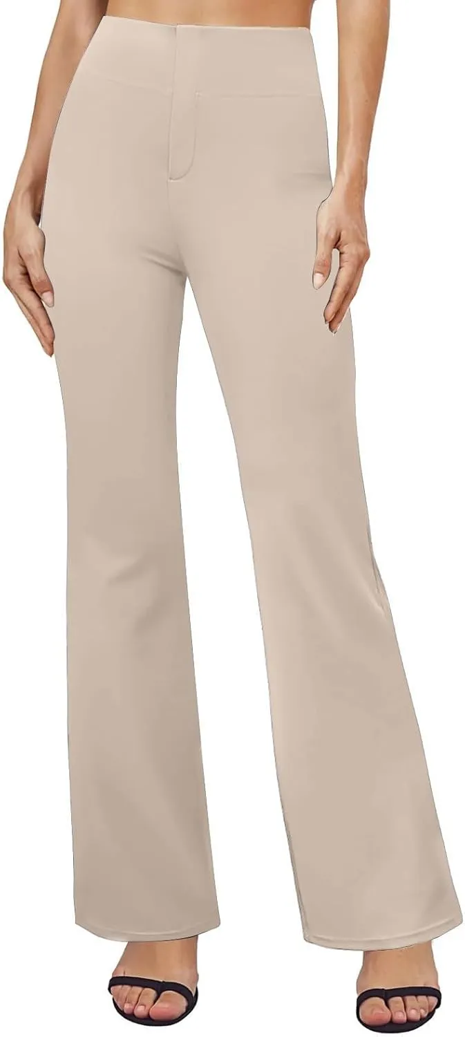 Slacks for Women Bootcut High Waisted Yoga Dress Pants Tummy Control Stretchy Work Pants Pull On Trousers with Pocket