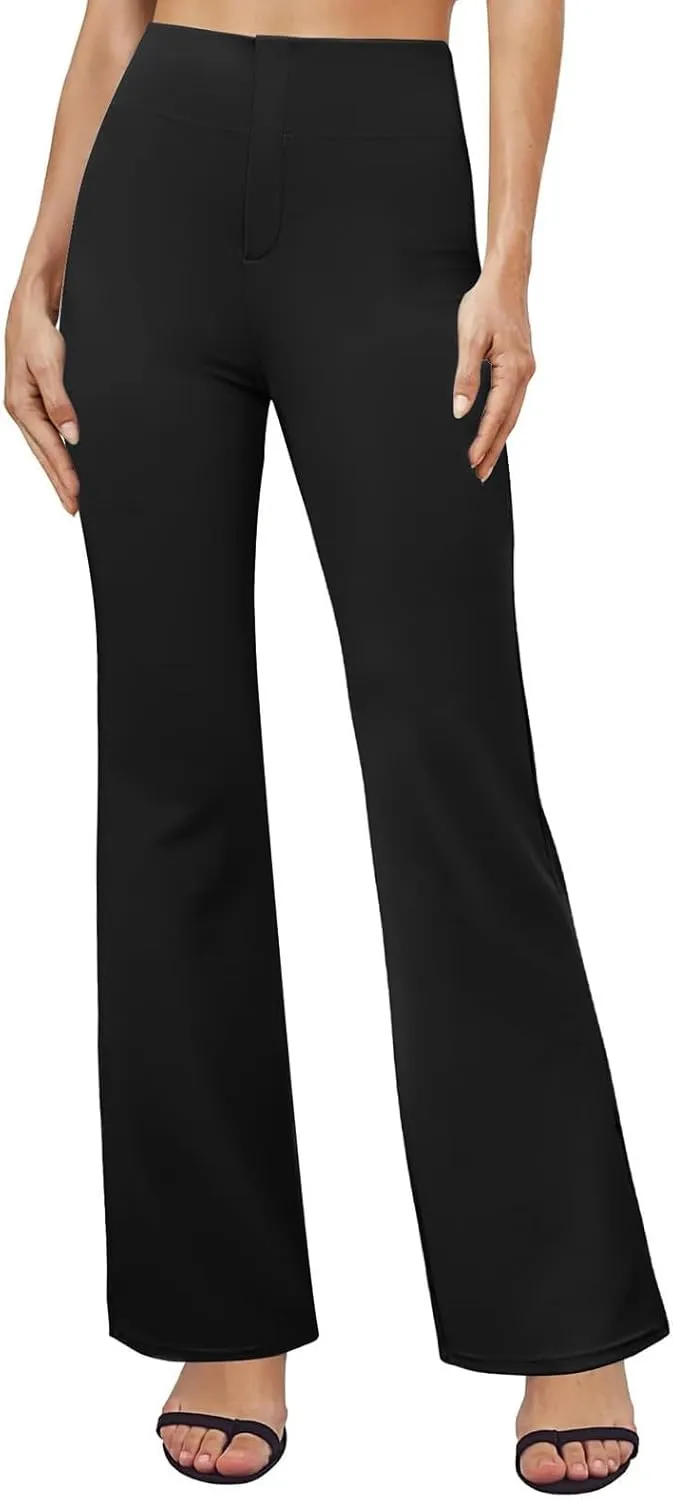 Slacks for Women Bootcut High Waisted Yoga Dress Pants Tummy Control Stretchy Work Pants Pull On Trousers with Pocket