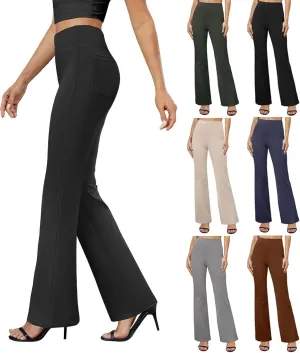 Slacks for Women Bootcut High Waisted Yoga Dress Pants Tummy Control Stretchy Work Pants Pull On Trousers with Pocket