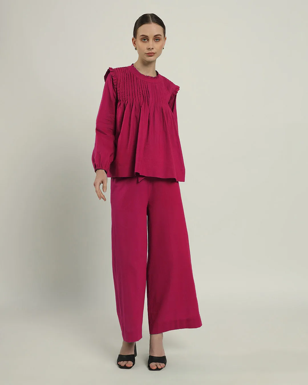 Sleek Peplum Duo Berry Top (Without Bottoms)