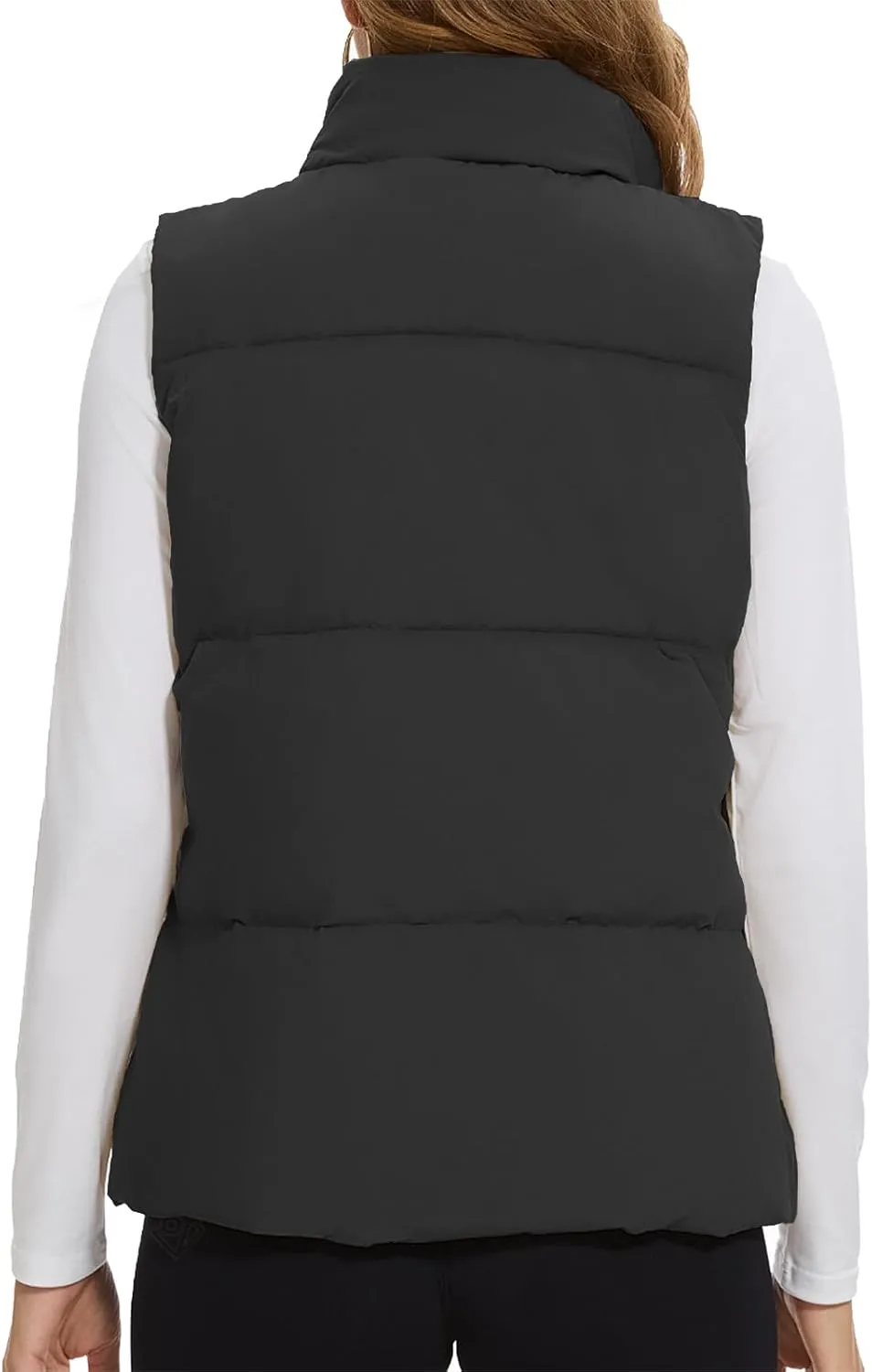 SMENG Women Puffer Vest Zip Up Stand Collar Sleeveless Winter Quilted Padded Vest Winter Down Coat Outwear with Pockets