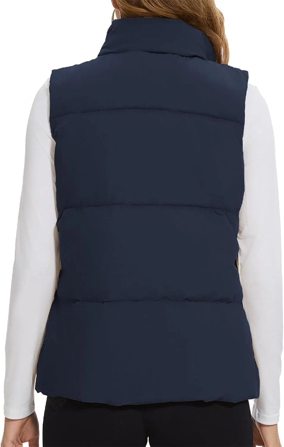 SMENG Women Puffer Vest Zip Up Stand Collar Sleeveless Winter Quilted Padded Vest Winter Down Coat Outwear with Pockets