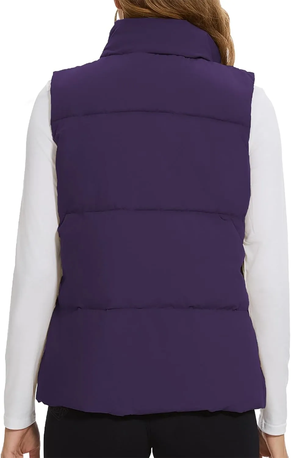 SMENG Women Puffer Vest Zip Up Stand Collar Sleeveless Winter Quilted Padded Vest Winter Down Coat Outwear with Pockets