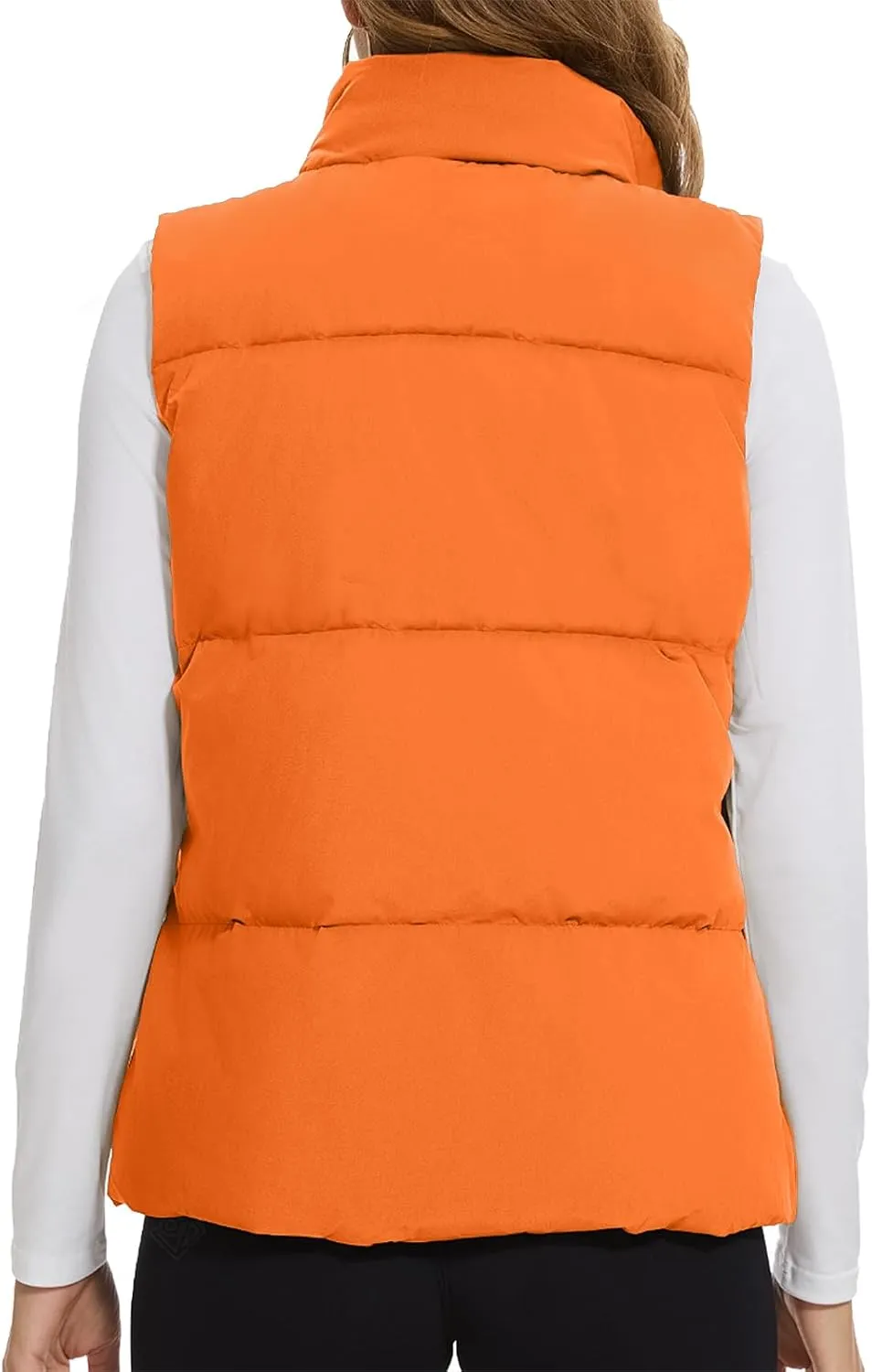 SMENG Women Puffer Vest Zip Up Stand Collar Sleeveless Winter Quilted Padded Vest Winter Down Coat Outwear with Pockets