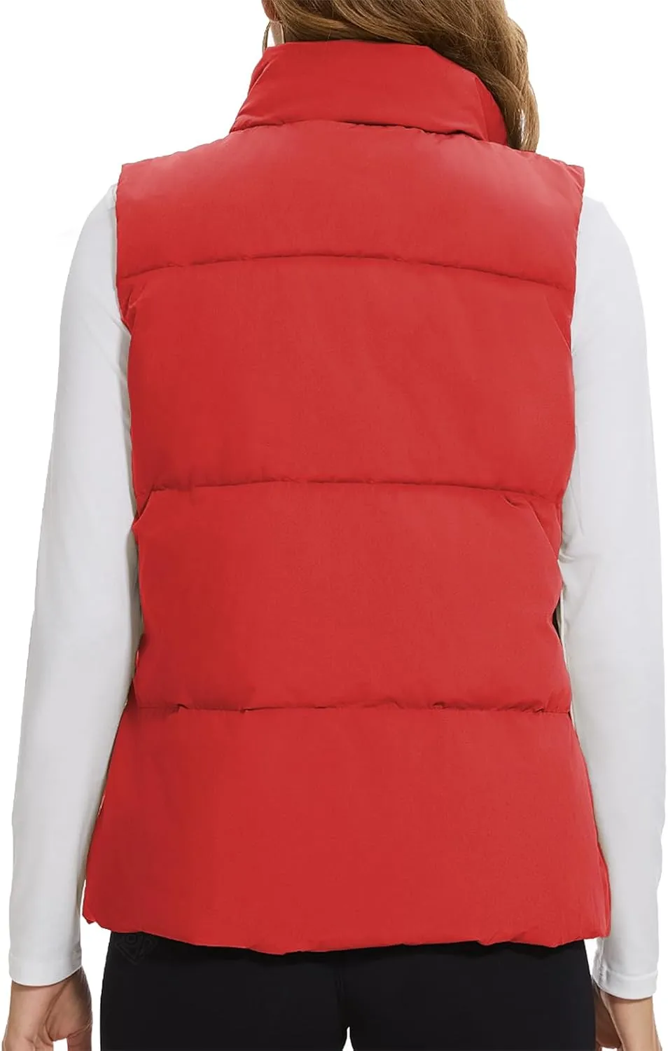 SMENG Women Puffer Vest Zip Up Stand Collar Sleeveless Winter Quilted Padded Vest Winter Down Coat Outwear with Pockets