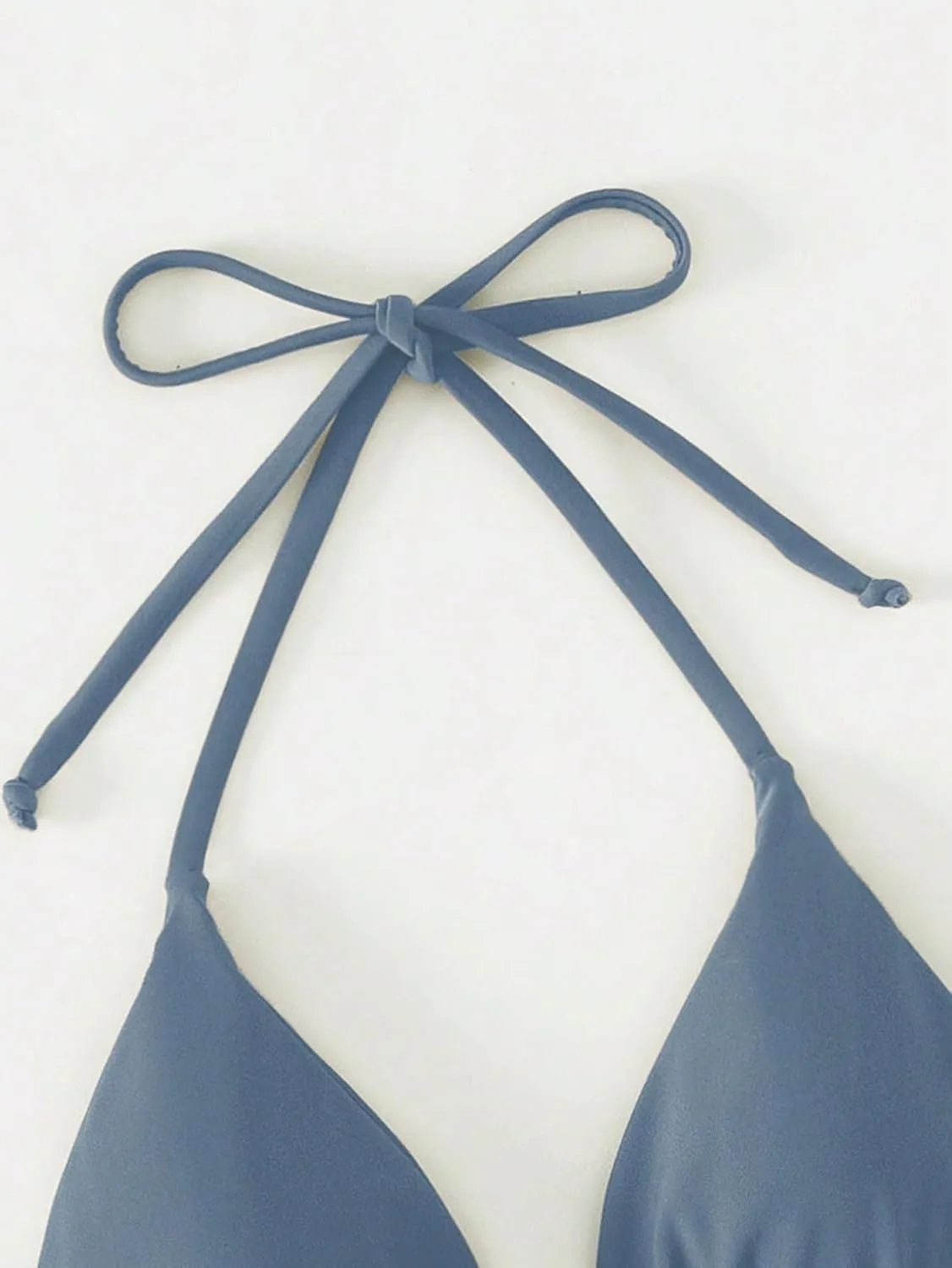 SOLY HUX Women's Halter Triangle Bikini Top Tie Back Bathing Suit Top Sexy Swimwear for Women