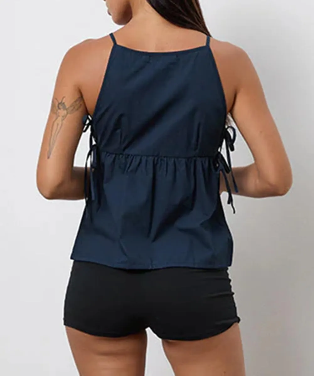 Split Side Crop Top Women Tie Side Tank Top Sleeveless Plaid Floral Print Crewneck Going Out Summer Peplum Shirt