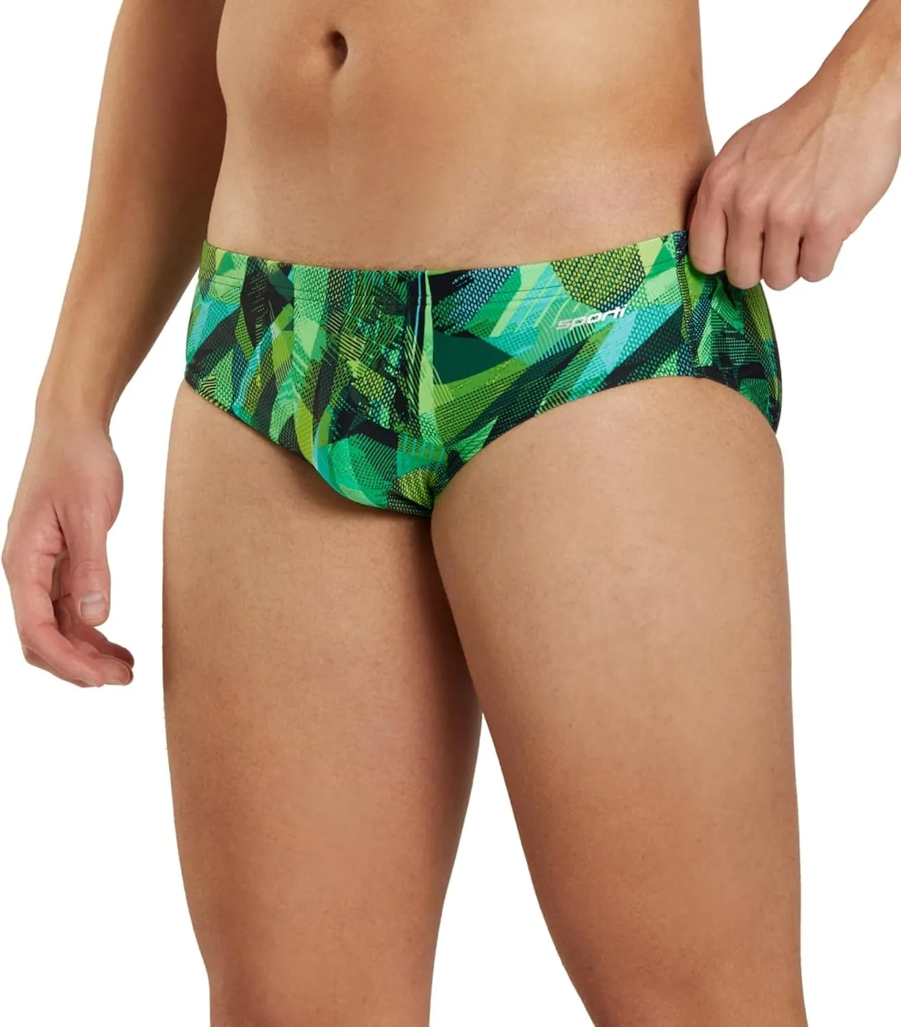 Sporti Men's Swim Briefs - Graphic Design Swimming Training Suit - Men's Athletic Swimwear Briefs for Racing & Lap Swimming