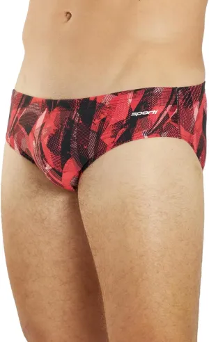 Sporti Men's Swim Briefs - Graphic Design Swimming Training Suit - Men's Athletic Swimwear Briefs for Racing & Lap Swimming