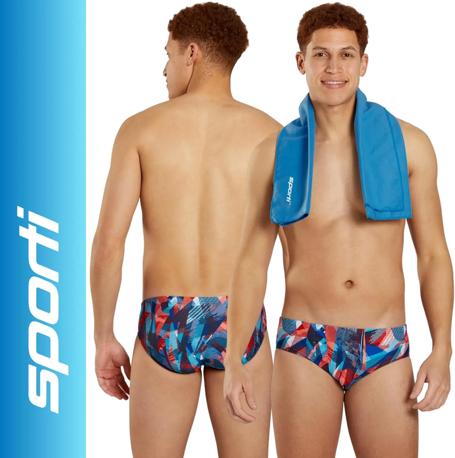 Sporti Men's Swim Briefs - Graphic Design Swimming Training Suit - Men's Athletic Swimwear Briefs for Racing & Lap Swimming